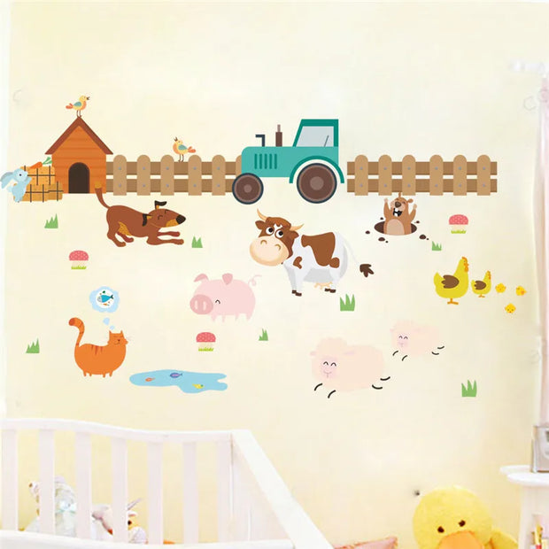 Cartoon Farm Animal Wall Sticker Kids Room