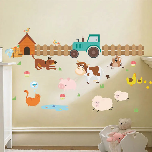 Cartoon Farm Animal Wall Sticker Kids Room