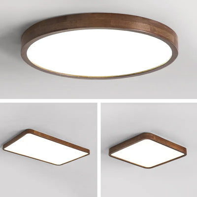 Modern LED Ceiling Lights Real Wooden Lamps