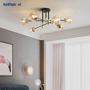 Black Gold LED Chandelier Lighting For Bedroom Living