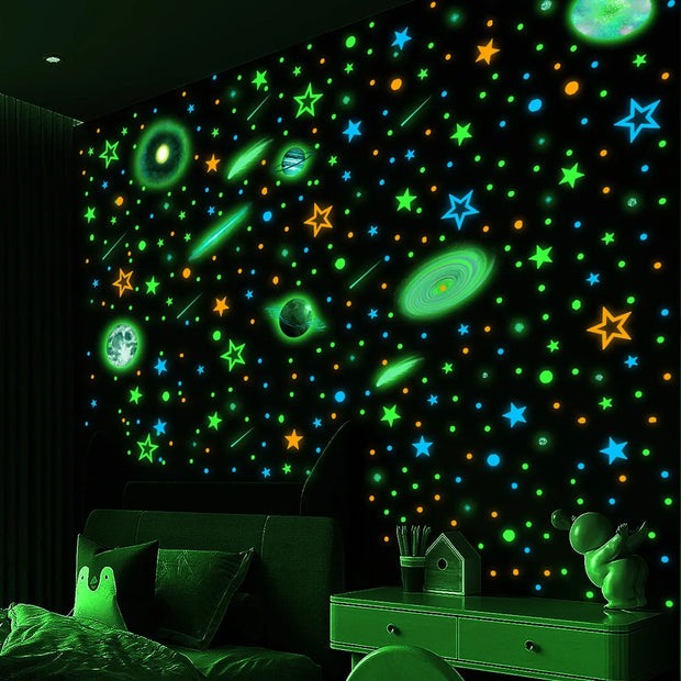 Luminous Stars Dots Planet Wall Sticker