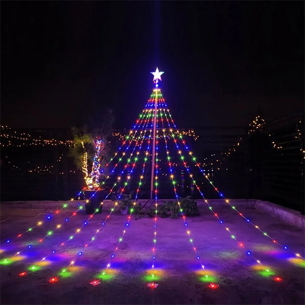 Star String Fairy Lights with Star Topper Waterfall