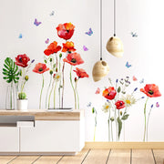 Red Flowers PVC Wall Stickers Room Decoration