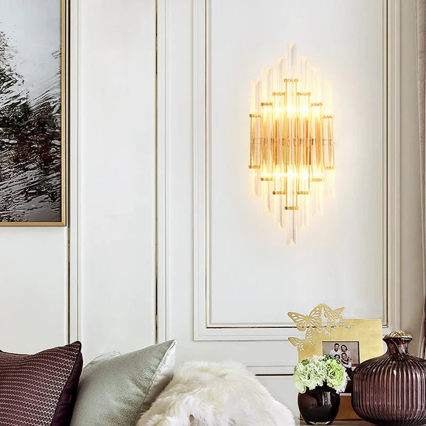 Modern Gold Crystal Wall Lights Bedside for Bedroom Living