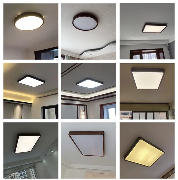 Modern LED Ceiling Lights Real Wooden Lamps