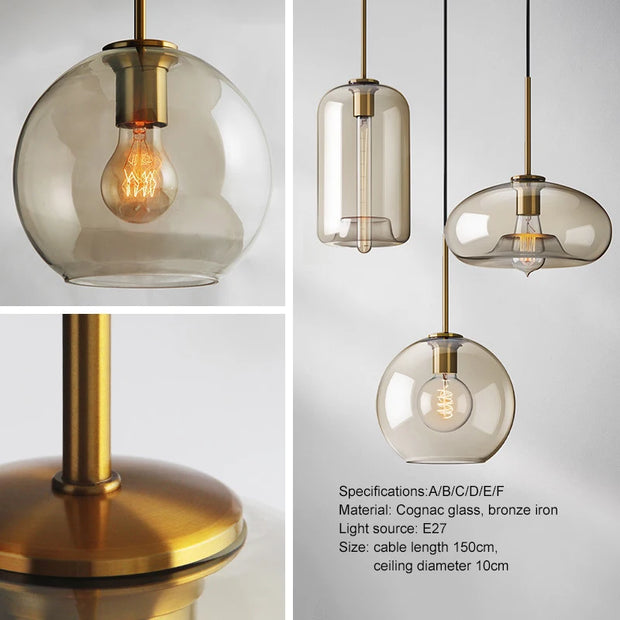 Nordic Modern Glass Pendant Lamp Industrial Decor LED