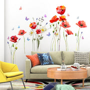 Red Flowers PVC Wall Stickers Room Decoration