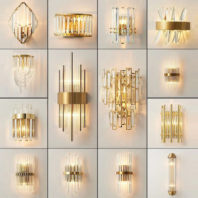 Modern Gold Crystal Wall Lights Bedside for Bedroom Living