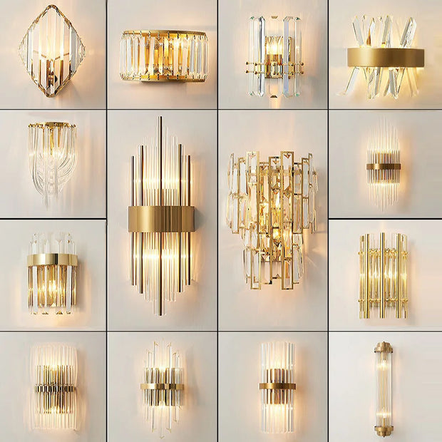 Modern Gold Crystal Wall Lights Bedside for Bedroom Living