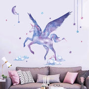 Cartoon Moon Rainbow Unicorn Horse Star Wall