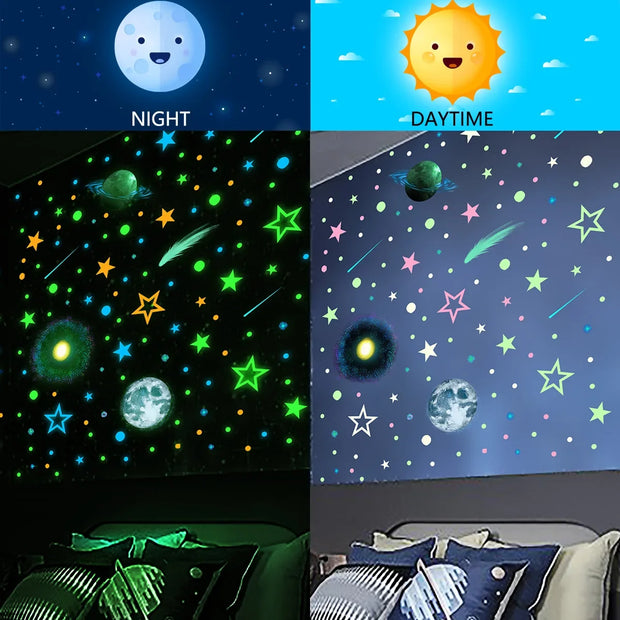 Luminous Stars Dots Planet Wall Sticker