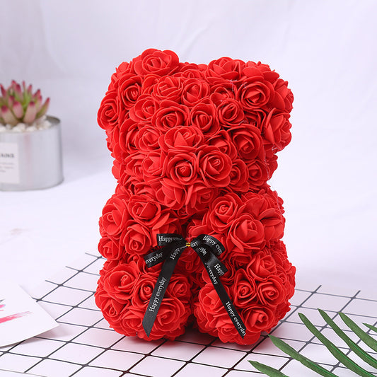 Rose Bear Gift Box - Foam Teddy